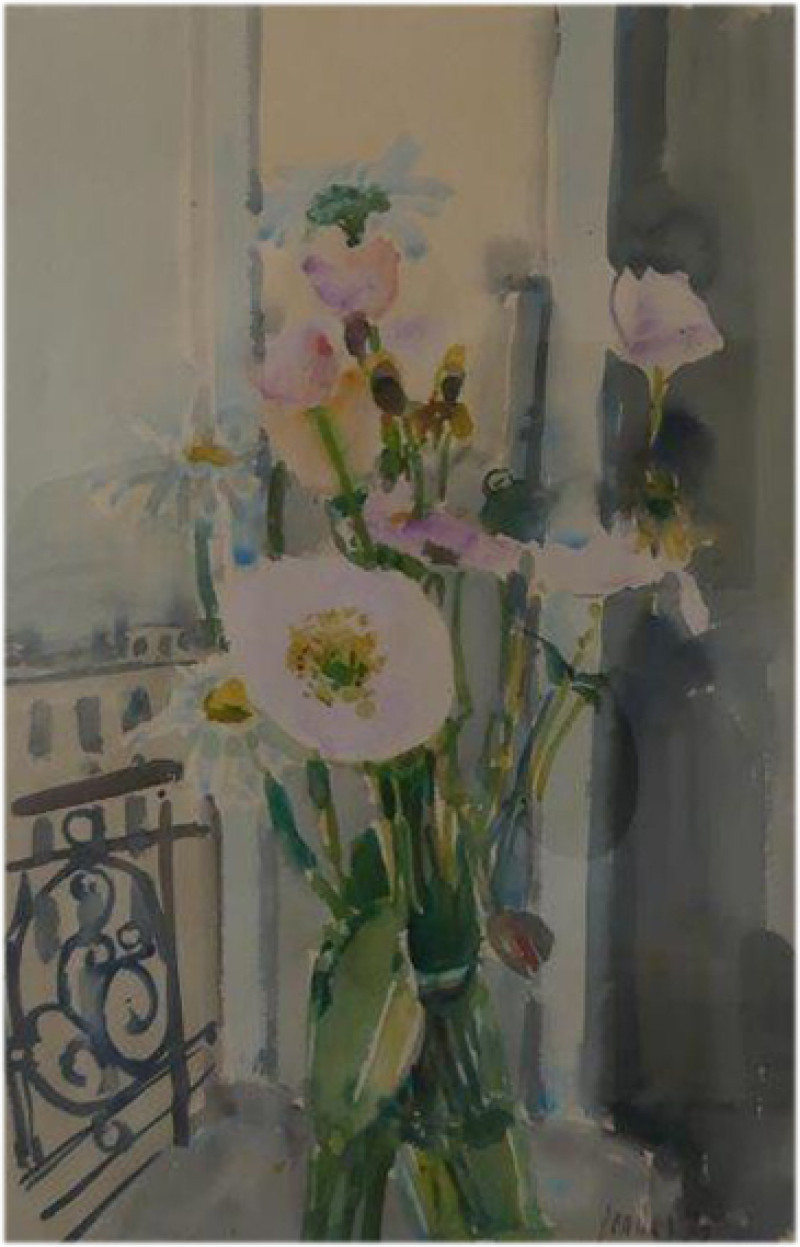 Blumenstrauss vor Fenster