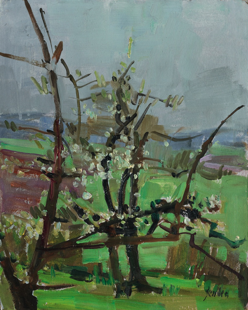 Le cerisier en fleurs, verso Mädchenskizze, Oberwil 1980