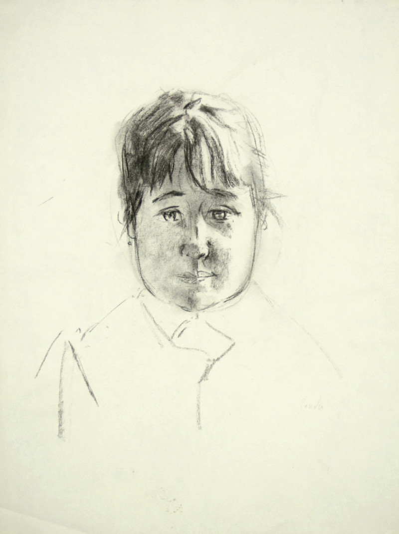 Kinderporträt, verso liegender, weiblicher Akt