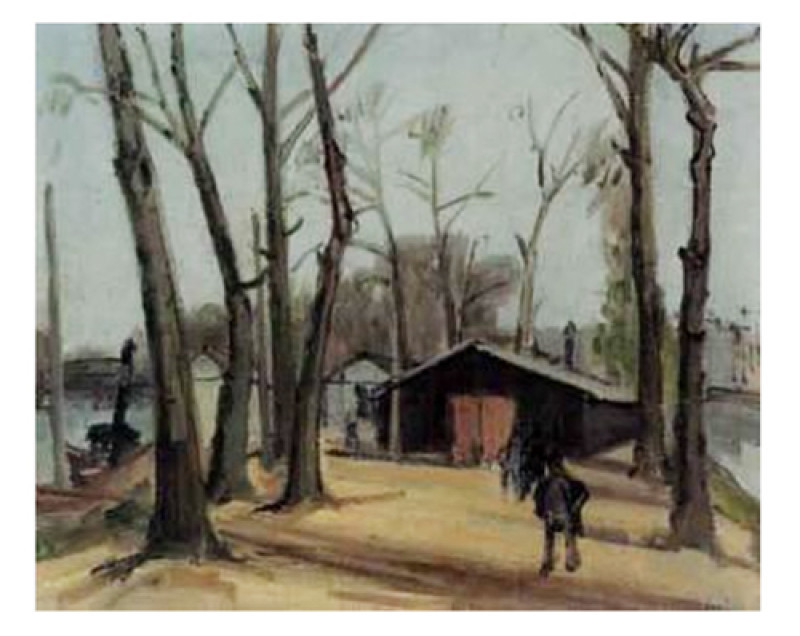 Haus zwischen Bäumen am Wasser