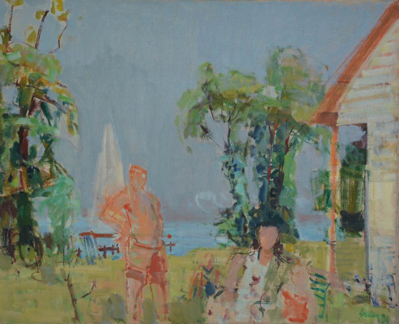 Bechtlers beim Baden, 1949  Öl auf Leinwand, rechts unten signiert: Zender