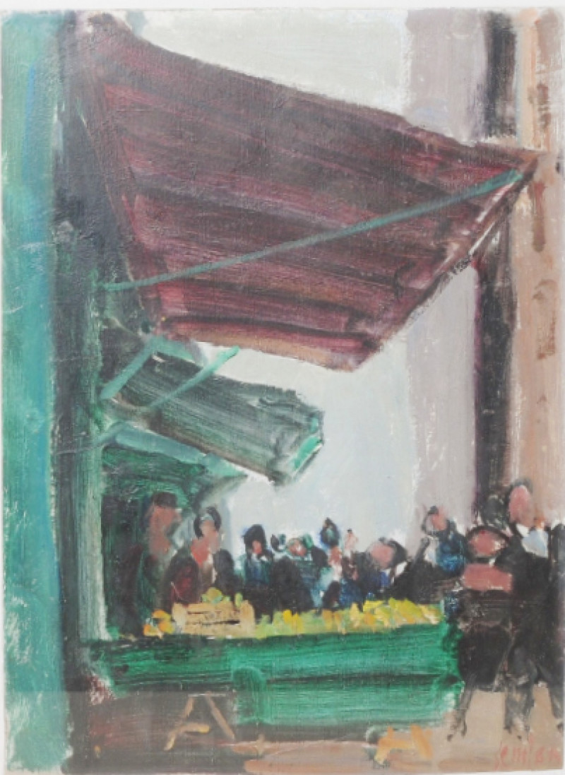 Pariser Strassenszene mit Marktständen