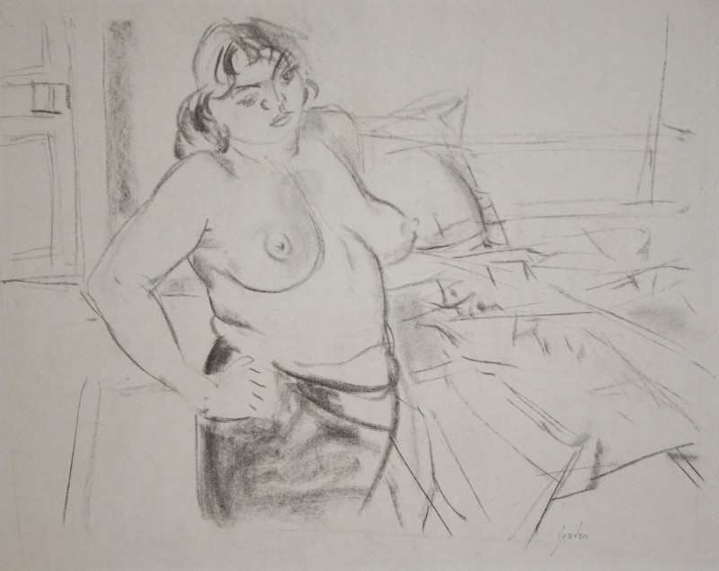 Stehender Halbakt, verso Aktstudie