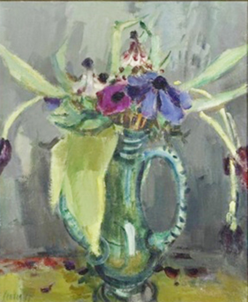 Blumenstillleben mit Anemonen in einer Vase, 1965.