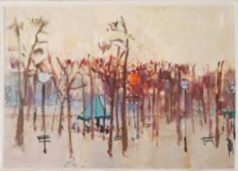 Parkanlage bei Sonnenuntergang