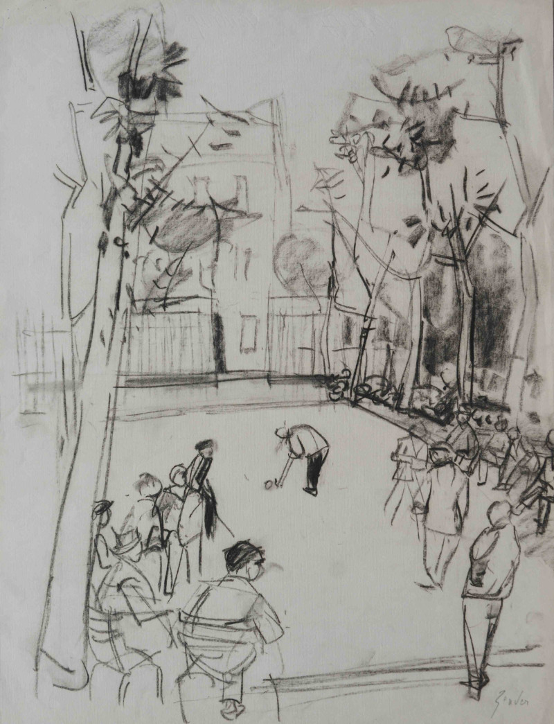 Beim Pétanque-Spiel