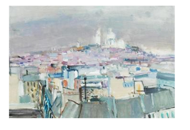 Über den Dächern von Paris mit Sacre-Coeur im Hintergrund