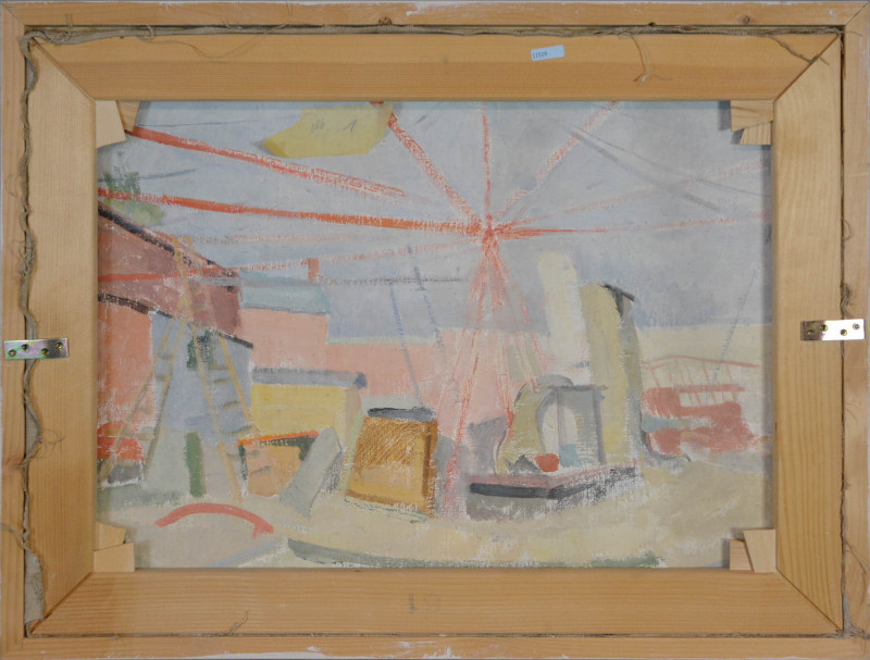 Landschaft mit Brücke, verso Baustelle