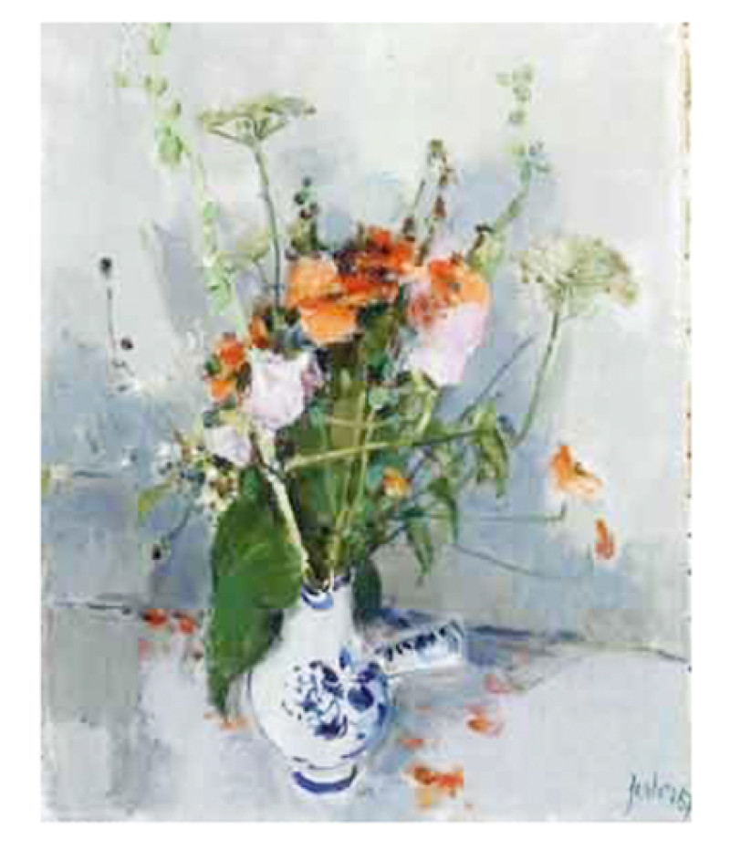 Keramikvase mit Mohnblumen, 1957