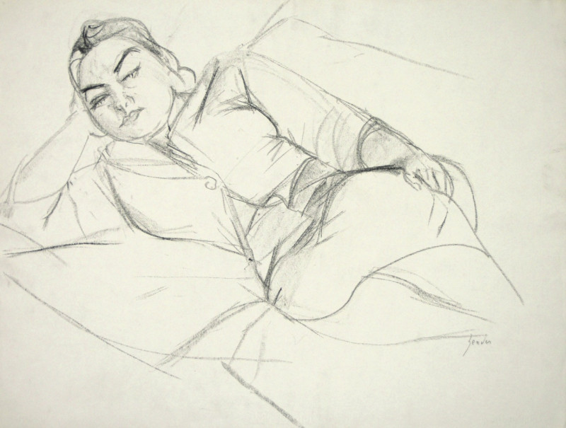 Skizze, liegende Frau