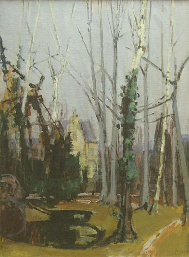 Park in Winterthur im Herbst, 1949