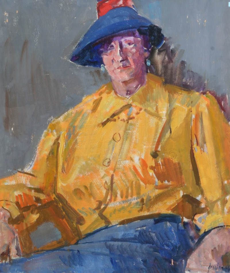 Porträt Frau mit blauem Hut, Fräulein Schneebeli, 1964