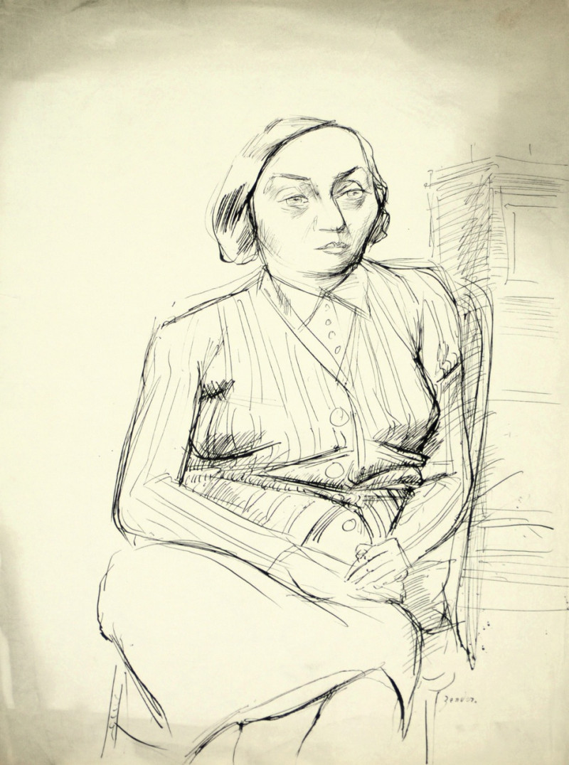 Porträt einer sitzenden Frau, verso unvollendete Skizze