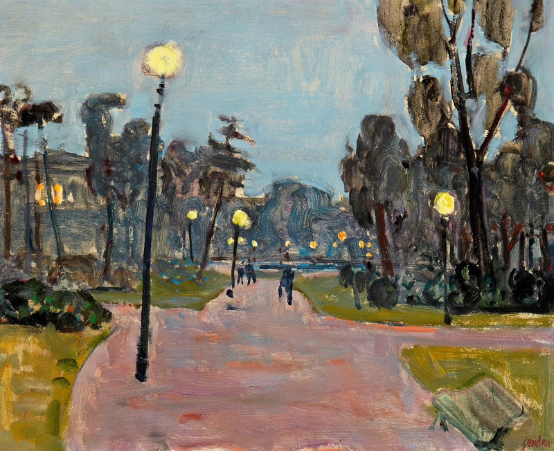Paris, nächtliche Parklandschaft.