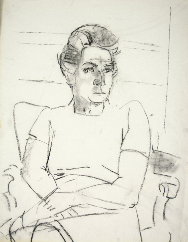 Skizze, Porträt einer sitzenden Frau