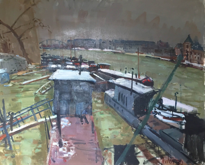 Seine-Hafen im Winter, 1970