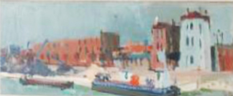 Frachtkähne am Seineufer.