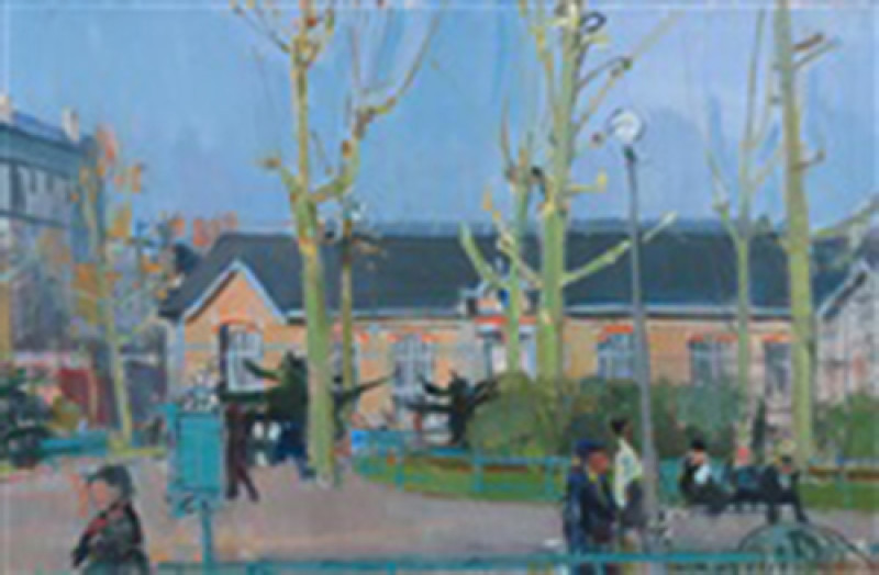 Paris, kleiner Platz mit Treppe zur Métro, 1961