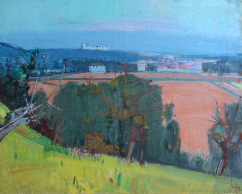 Landschaft mit rotem Feld, 1956