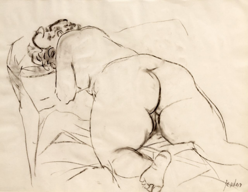 Liegender weiblicher Akt, Rückenansicht