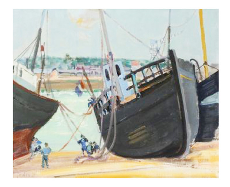 Fischerboote im Hafen, 1955