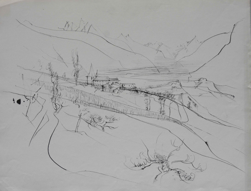 Skizze, Berglandschaft