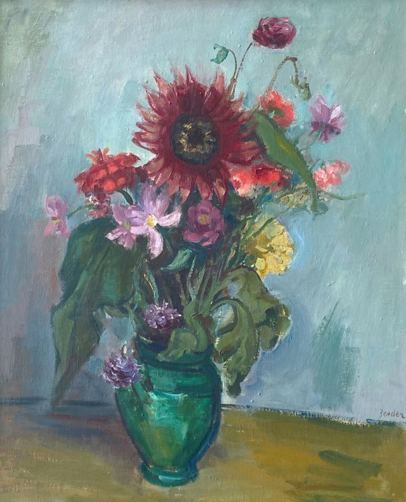 Bluzmenstrauss in grüner Vase