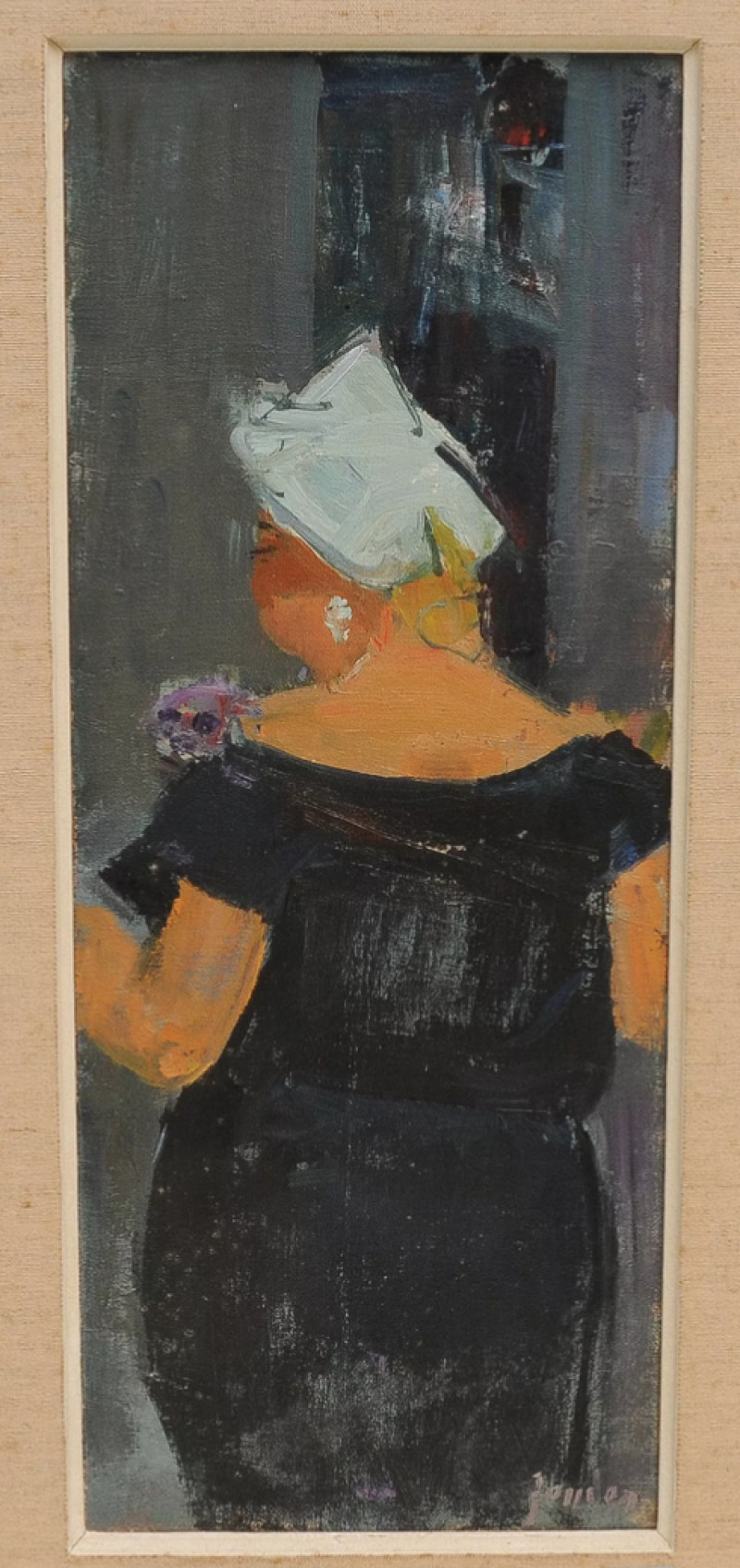 Dame mit Hut. Öl auf Leinwand